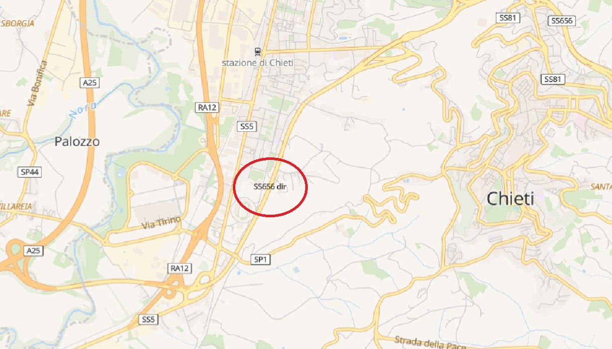 Incidente a Chieti, la mappa